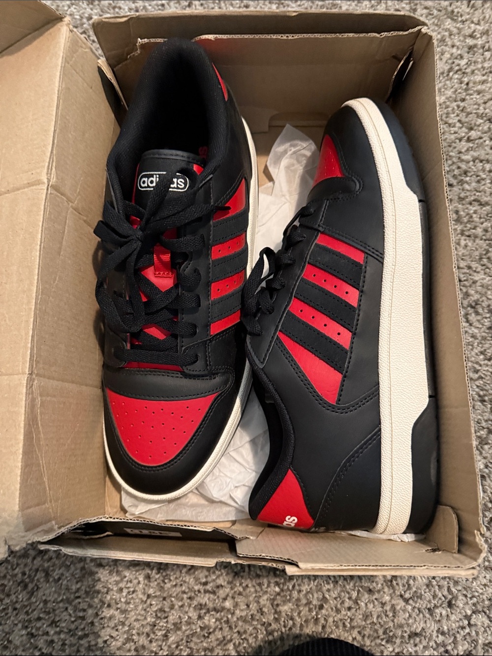Adidas Black and Red Low-Top Sneakers